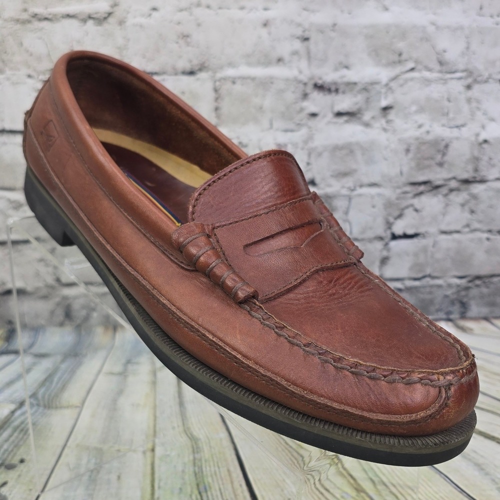 Sperry Top-Sider Wetlands Penny Loafers Mens 11 M Brown Leather Slip On Moc Toe